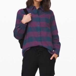 Lululemon Athletica Purple and Blue Button Down Shirt